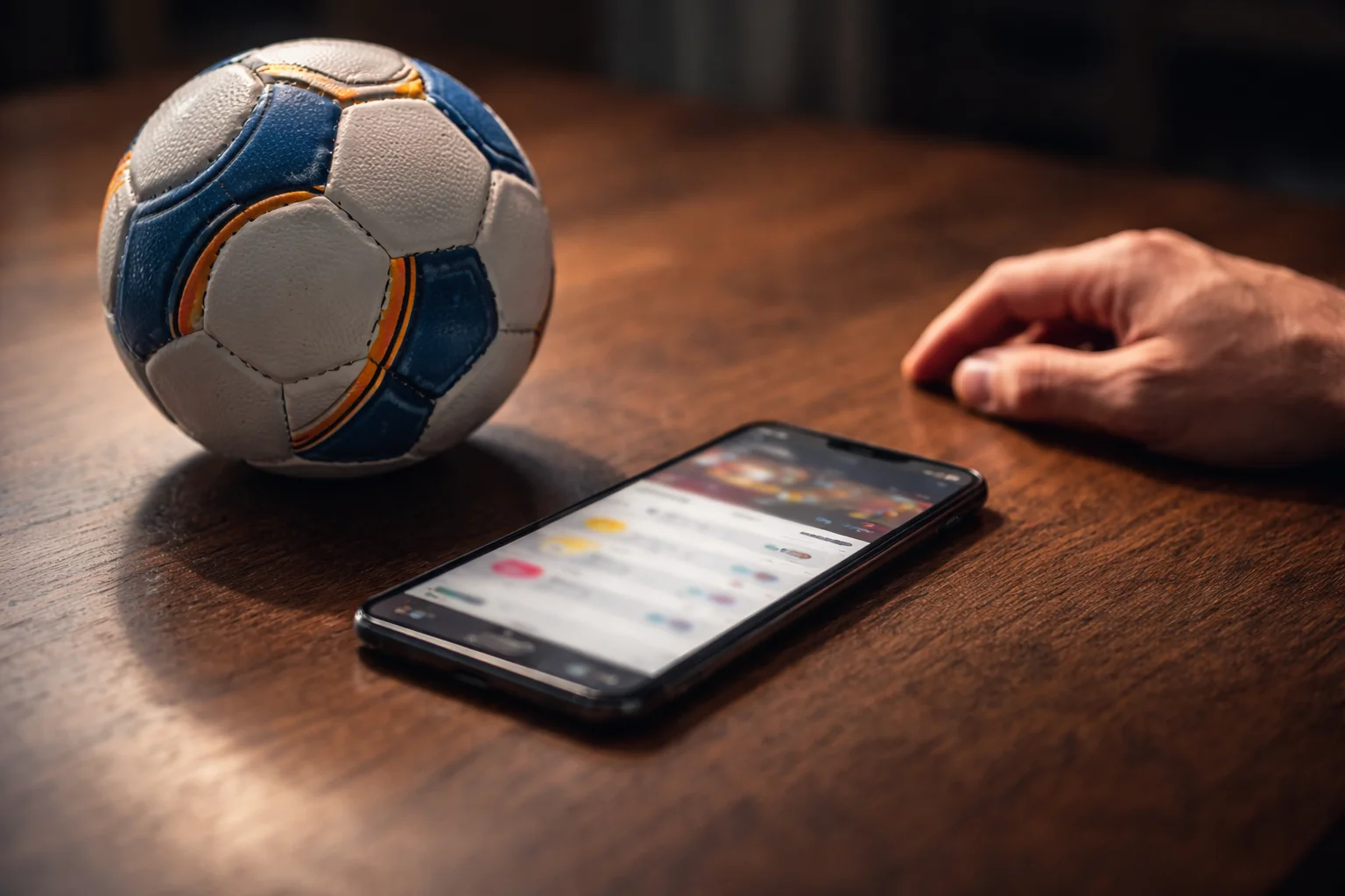 Smartphone affichant un écran de paris sportifs posé à côté d